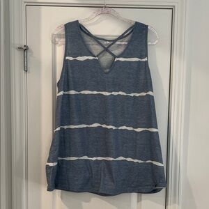 Women's Blue Stripe Crisscross Tank Top
